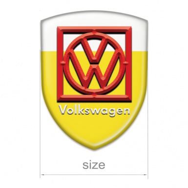 VW Emblem Interior Yellow White Print Red Frame Logo 