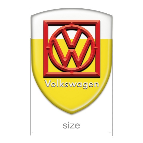 VW Emblem Interior Yellow White Print Red Frame Logo 