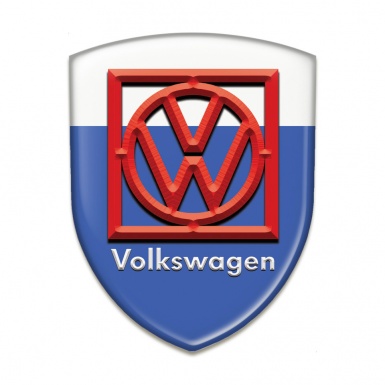 VW Tuning Emblem Blue White Print Red Frame Logo 