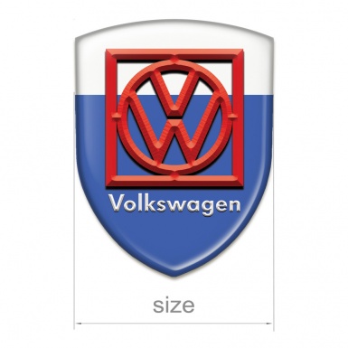 VW Tuning Emblem Blue White Print Red Frame Logo 