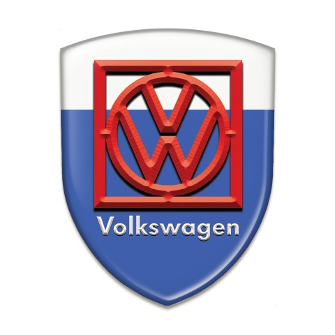 VW Tuning Emblem Blue White Print Red Frame Logo 