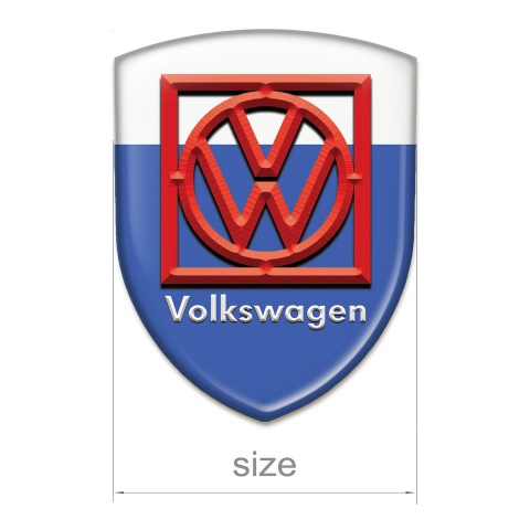 VW Tuning Emblem Blue White Print Red Frame Logo 