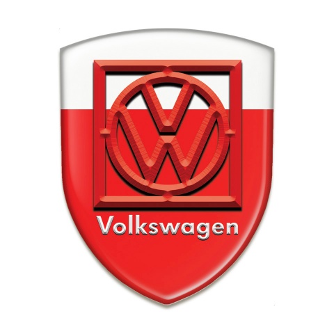 VW Car Accessories Badge Red White Print Red Frame Logo 
