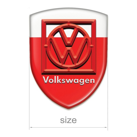 VW Car Accessories Badge Red White Print Red Frame Logo 