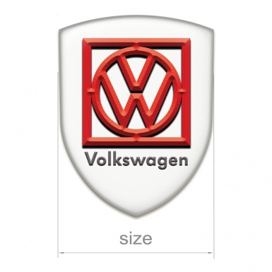VW Self Adhesive Car logo Emblem White Print Red Frame Logo 