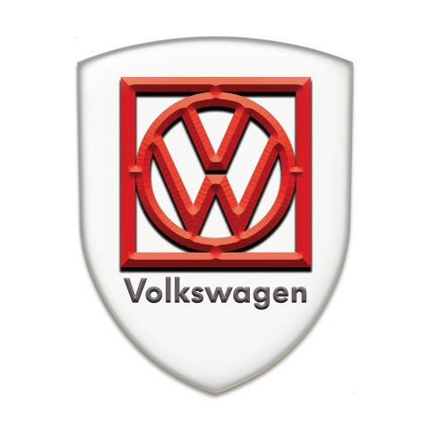 VW Self Adhesive Car logo Emblem White Print Red Frame Logo 