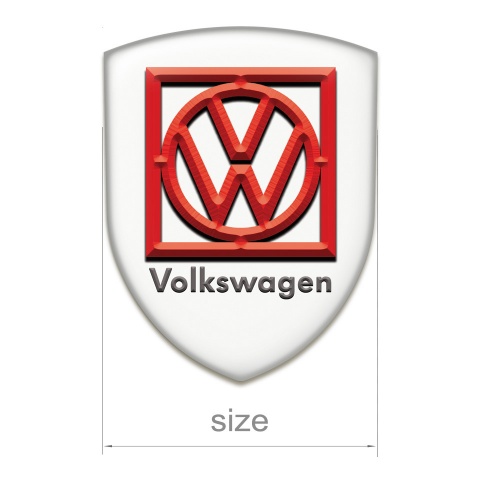 VW Self Adhesive Car logo Emblem White Print Red Frame Logo 