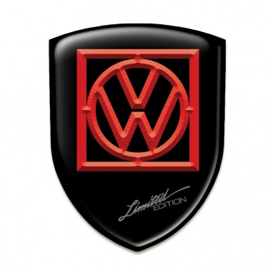 VW Silicone Car Decal Badge Black Print Red Logo limited Edition Style 
