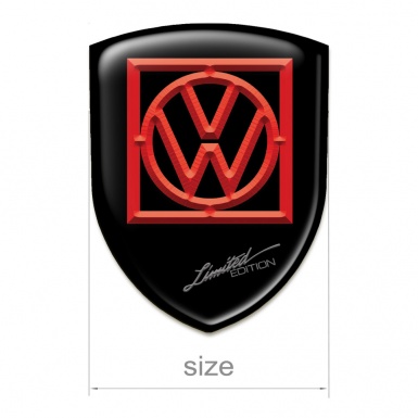 VW Silicone Car Decal Badge Black Print Red Logo limited Edition Style 