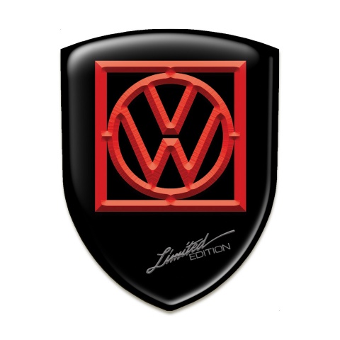 VW Silicone Car Decal Badge Black Print Red Logo limited Edition Style 