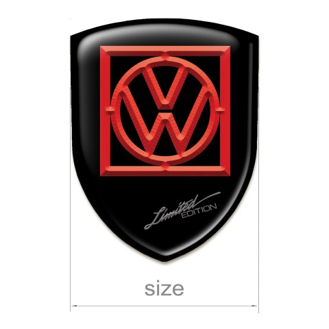 VW Silicone Car Decal Badge Black Print Red Logo limited Edition Style 