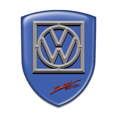 VW Emblem Badge Logo Blue Print Frame Logo Limited Edition Style 