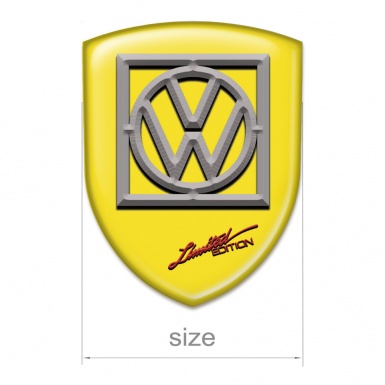 VW Logo Emblem Yellow Design with Frame Logo 