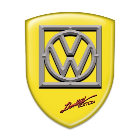 VW Logo Emblem Yellow Design with Frame Logo 