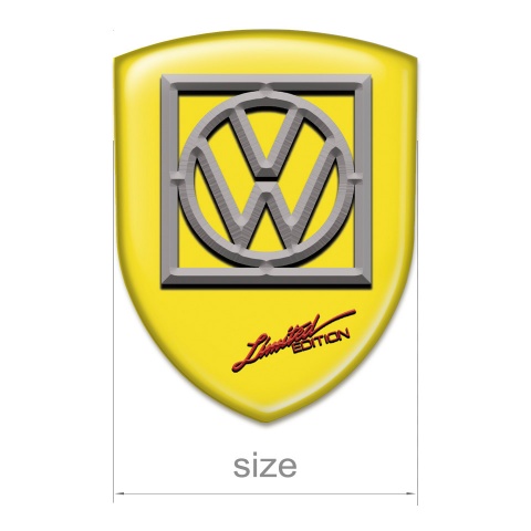 VW Logo Emblem Yellow Design with Frame Logo 