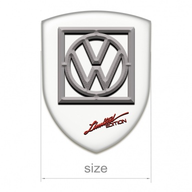 VW Tuning Emblem White Design Logo in Frame 
