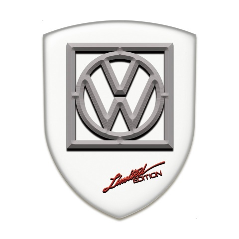 VW Tuning Emblem White Design Logo in Frame 