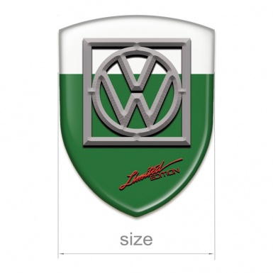 VW Self Adhesive Emblem Logo Green White Design with Logo in Frame 