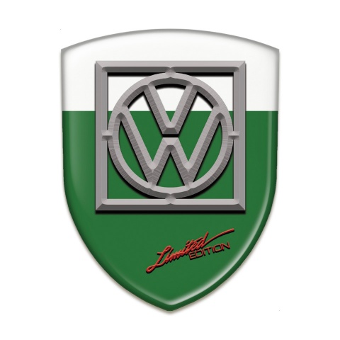 VW Self Adhesive Emblem Logo Green White Design with Logo in Frame 