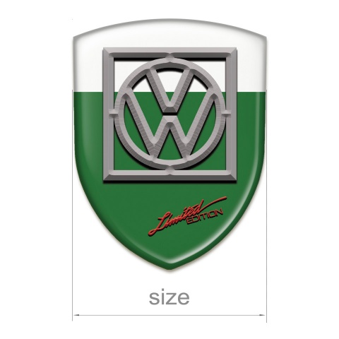 VW Self Adhesive Emblem Logo Green White Design with Logo in Frame 