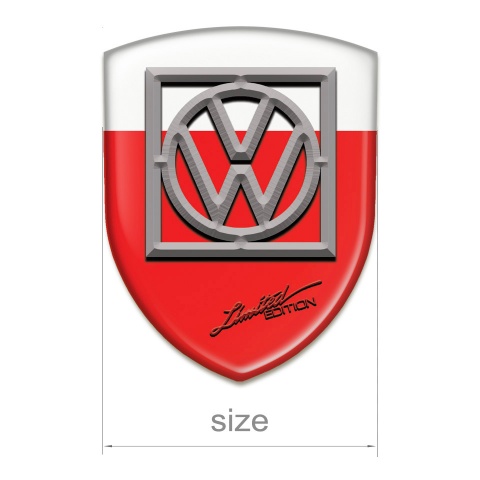 VW Domed Emblem Red White Design And Logo in Frame 