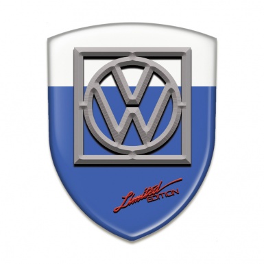VW Resin Sticker Blue White Design and Logo in Frame 