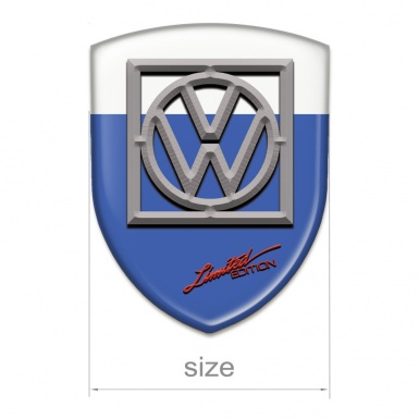 VW Resin Sticker Blue White Design and Logo in Frame 
