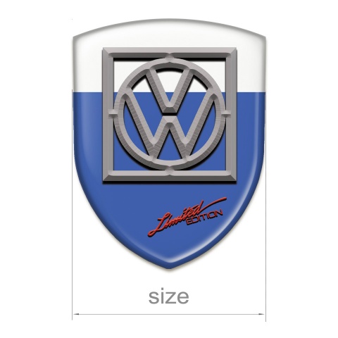 VW Resin Sticker Blue White Design and Logo in Frame 