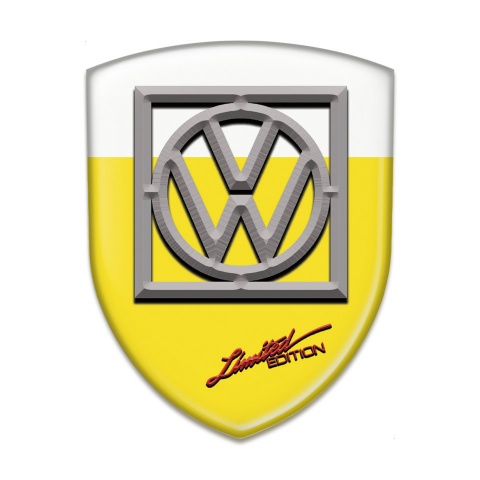 VW Emblem Exterior Yellow White Design and Logo in Frame 