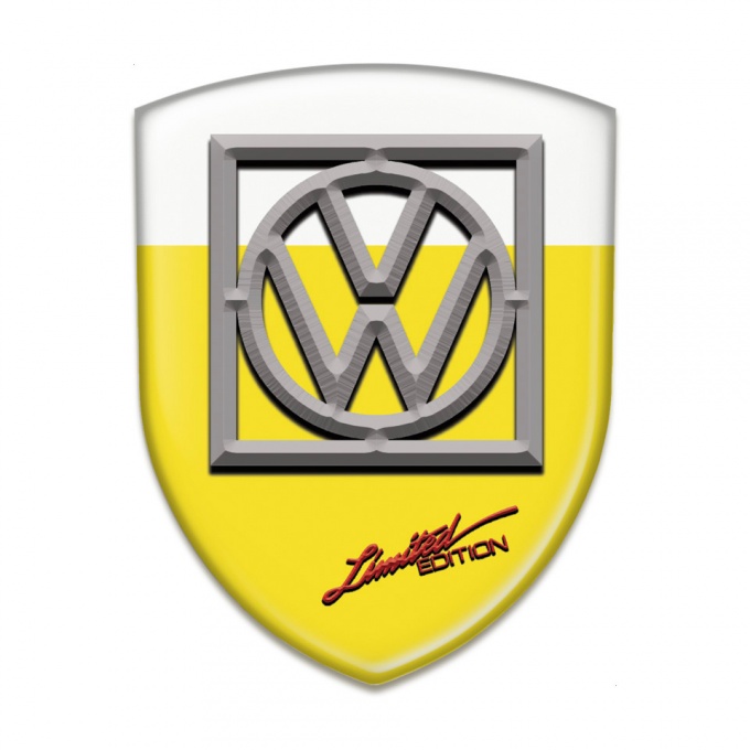 VW Emblem Exterior Yellow White Design and Logo in Frame 
