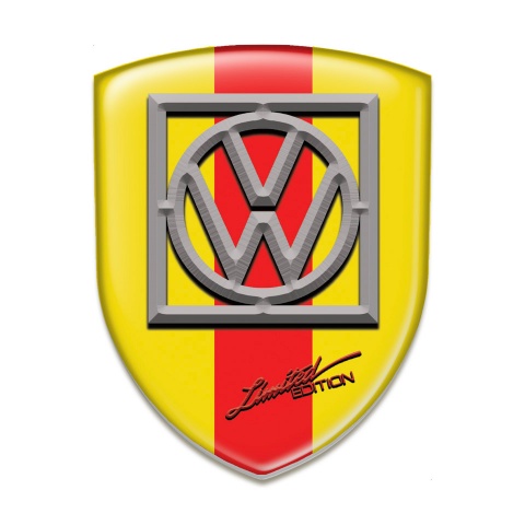 VW Domed Emblem Yellow Ba with Red Ribbon Design 