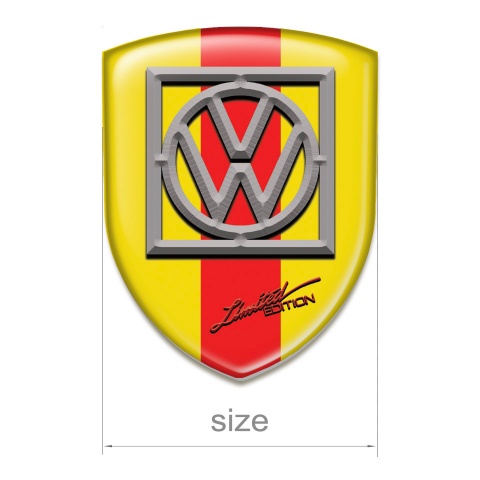 VW Domed Emblem Yellow Ba with Red Ribbon Design 