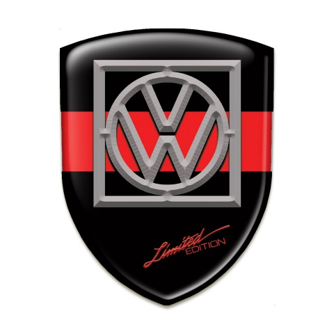 VW Silicone Emblem Black Base Red Tape Design 