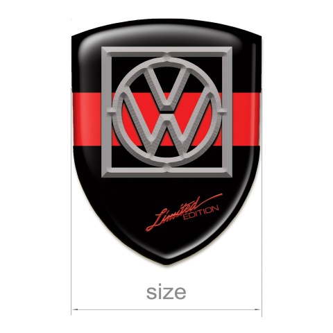 VW Silicone Emblem Black Base Red Tape Design 