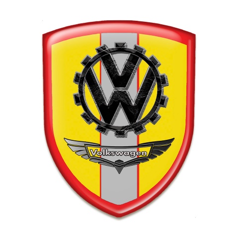VW Tuning Emblem Yellow Base Red Outline Design Bird Logo Effect 