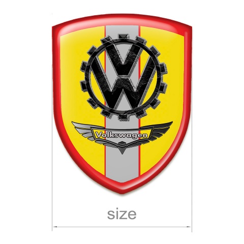 VW Tuning Emblem Yellow Base Red Outline Design Bird Logo Effect 