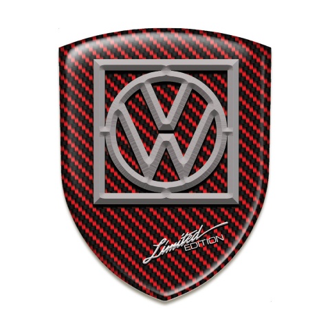 VW Silicone Car Decal Badge Red Carbon Design Limited Edition Style 