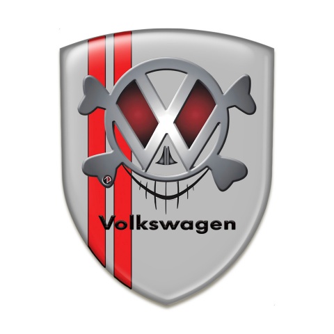 VW Silicone Shield Grey Base with Red Lines and Skull LOgo 