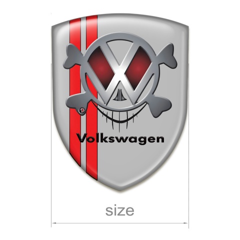 VW Silicone Shield Grey Base with Red Lines and Skull LOgo 