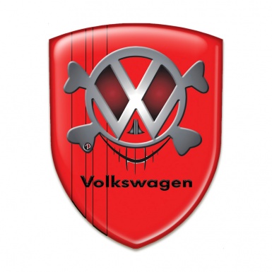 VW Auto Emblem Red Print Skull Logo Design 