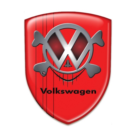 VW Auto Emblem Red Print Skull Logo Design 