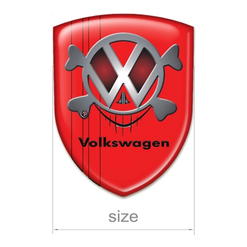 VW Auto Emblem Red Print Skull Logo Design 