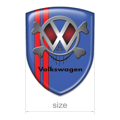 VW Emblem Badge Logo Blue with Red Lines and Skull Logo Design 