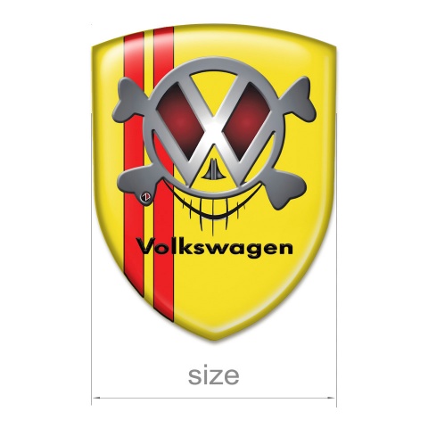 VW Emblem Badge Logo Yellow with Red lines Skull Logo Design 