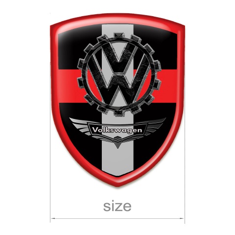 VW Tuning Emblem Black Base with Colored Cross Design 