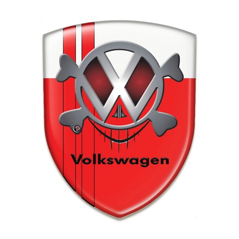 VW Silicone Emblem Red White Base Skull Logo Style 