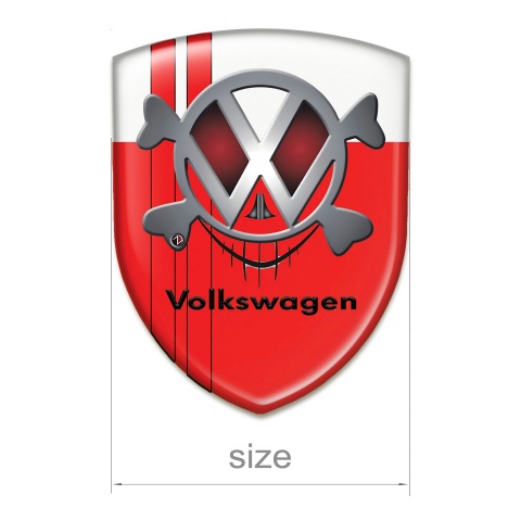 VW Silicone Emblem Red White Base Skull Logo Style 