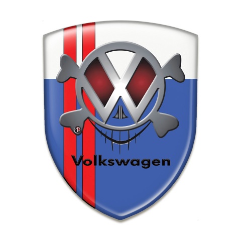 VW Resin Sticker Blue White Base Red Lines Style 