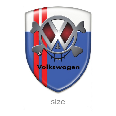 VW Resin Sticker Blue White Base Red Lines Style 