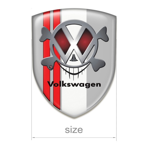 VW Emblem Interior Grey with White Ribbon and Red Lines Design 